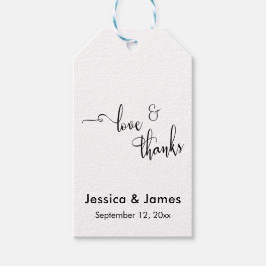 Liefde & Dank Trouwcadeau met Naam Cadeaulabel (Voorkant)