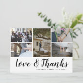 Liefde & Dank Vijf Koppel Foto Huwelijk Bedankkaart (Staand voorkant)