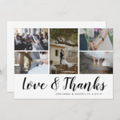Liefde & Dank Vijf Koppel Foto Huwelijk Bedankkaart (Voorkant / Achterkant)