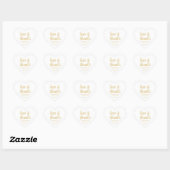 Liefde & Dank Wit & Goud Eenvoudig Elegant Schrift Hart Sticker (Vel)