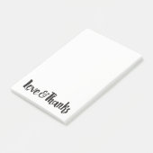 Liefde & Dank Zwart Modern Dikke Script Bedankt Post-it® Notes (Schuin)