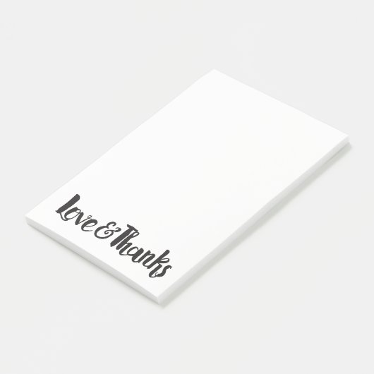 Liefde & Dank Zwart Modern Dikke Script Bedankt Post-it® Notes (Schuin)