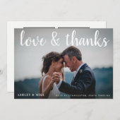 LIEFDE & DANK | Zwart & Wit 3 Foto Huwelijk Bedankkaart (Voorkant / Achterkant)