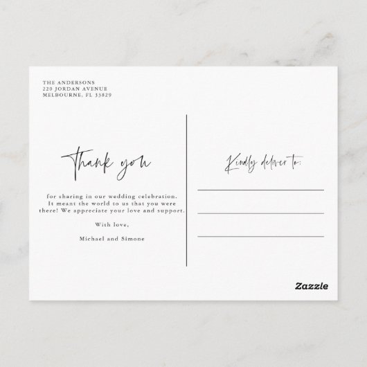 Liefde Dankbaarheid Foto Bruiloft Dank U Briefkaar Briefkaart (Achterkant)