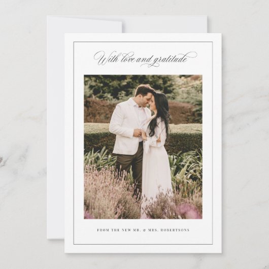 Liefde & Dankbaarheid, Minimale bruiloft Dank u ka Bedankkaart (Voorkant)