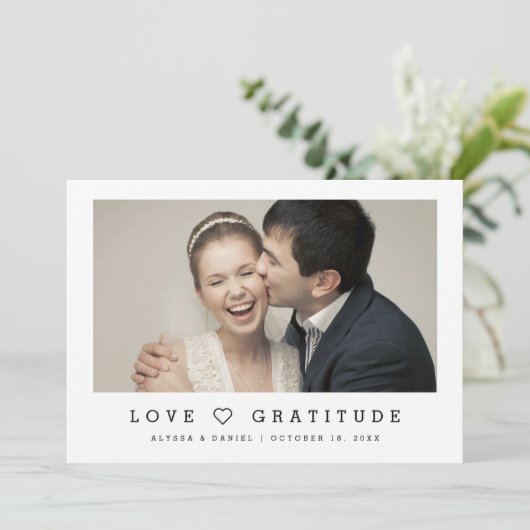 Liefde & Dankbaarheid Moderne Chic Hart Fotobruilo Save The Date (Staand voorkant)