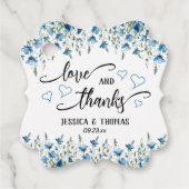 Liefde & Dankbaarheid Rustic Blauw Boho Wilde Bloe Bedankjes Labels (Voorkant)