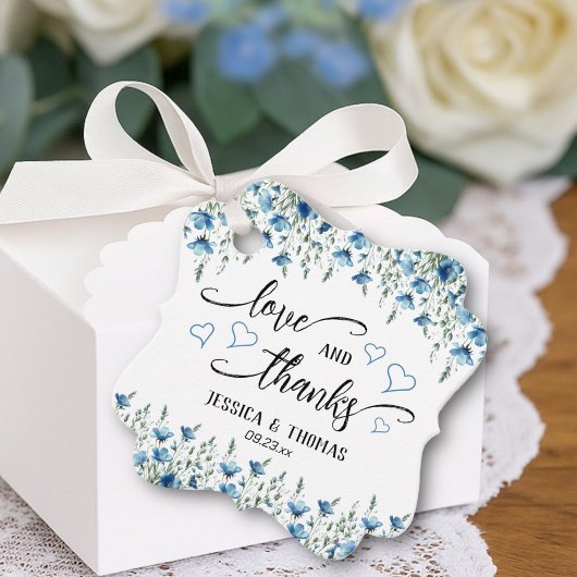 Liefde & Dankbaarheid Rustic Blauw Boho Wilde Bloe Bedankjes Labels
