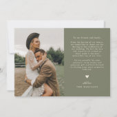Liefde & Dankbaarheid Saliegroen Trouw Multi Foto Bedankkaart (Achterkant)