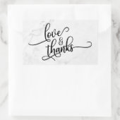 Liefde & Dankbaarheid Script Over Witte Marmer Rechthoekige Sticker (Tas)