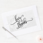 Liefde & Dankbaarheid Script Over Witte Marmer Rechthoekige Sticker (Envelop)