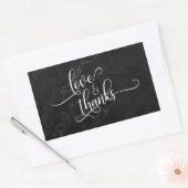 Liefde & Dankbaarheid Script Over Zwarte Marmer Rechthoekige Sticker (Envelop)