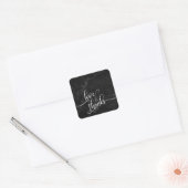 Liefde & Dankbaarheid Script Over Zwarte Marmer Vierkante Sticker (Envelop)