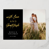 Liefde & Dankbaarheid Trouwfoto Dank u Folie Uitnodiging (Voorkant)