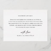 Liefde & Dankbaarheid Trouwfoto Dank u Folie Uitnodiging (Achterkant)