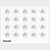 Liefde & Dankbaarheid Zwart Script Trouwgunst Ronde Sticker (Vel)