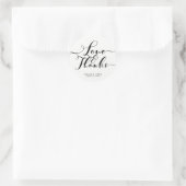 Liefde & Dankbaarheid Zwart Script Trouwgunst Ronde Sticker (Tas)