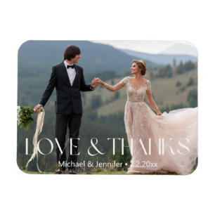 liefde & dankjewel trouwfoto chic wit typografie magneet