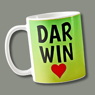 Liefde DARWIN (of jouw tekst) Hart op Groen Goud Koffiemok