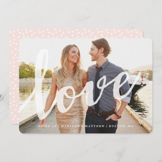 Liefde | De datum-fotokaart opslaan Save The Date (Voorkant / Achterkant)