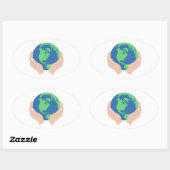 Liefde de planeet ovale sticker (Vel)