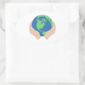 Liefde de planeet ovale sticker (Tas)