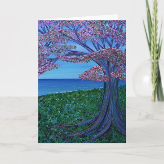 Liefde & de Roze Boom van Harten Kaart (Voorkant)