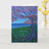 Liefde & de Roze Boom van Harten Kaart (Gele Bloem)