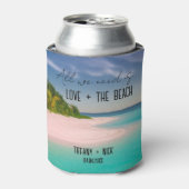 Liefde + De Strand Trouwdag Favor Blikjeskoeler (Blikje Voorkant)