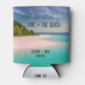 Liefde + De Strand Trouwdag Favor Blikjeskoeler (Voorkant)