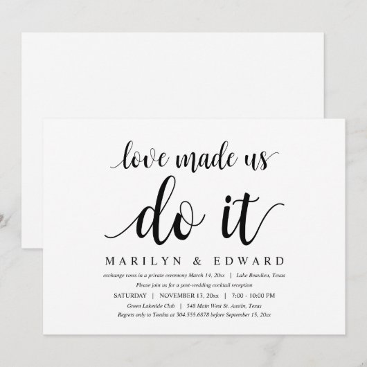 Liefde deed ons het doen, moderne post-huwelijk el kaart (Voorkant / Achterkant)