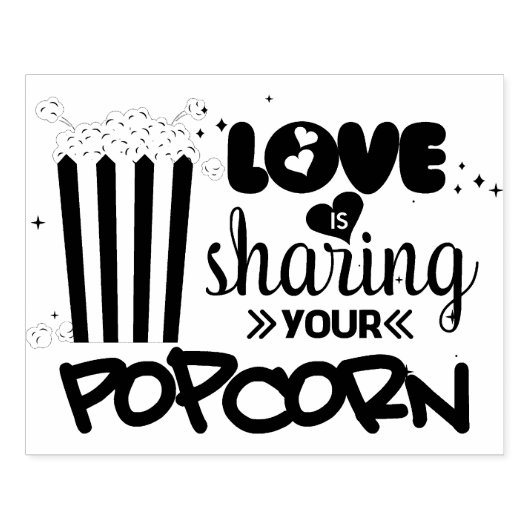Liefde deelt je popcorn Rubber Stamp Rubberstempel (Afrduk)