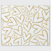 Liefde Delicate Gouden Glitter Harten Wit Cadeaupapier (Vlak)