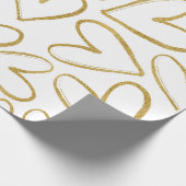 Liefde Delicate Gouden Glitter Harten Wit Cadeaupapier (Hoek)