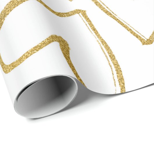 Liefde Delicate Gouden Glitter Harten Wit Cadeaupapier (Rol Hoek)