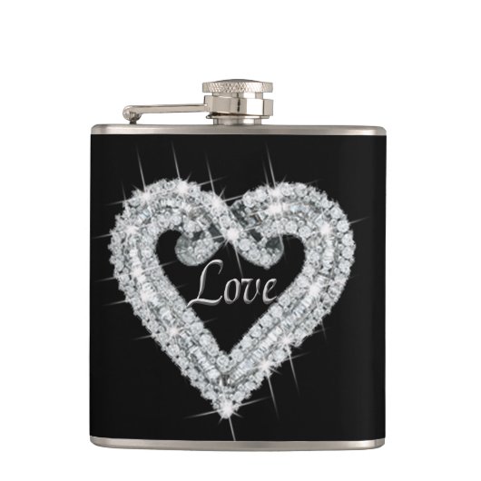 Liefde Diamond Hart Flask Heupfles (Voorkant)