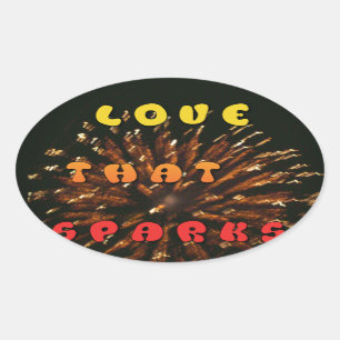 Liefde die Abstracte Art Design Print aanwakkert Ovale Sticker