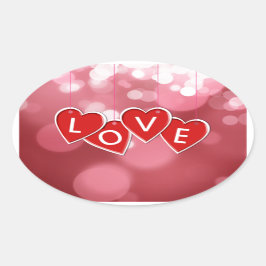 Liefde die Rode Harten van letters voorzien Ovale Sticker
