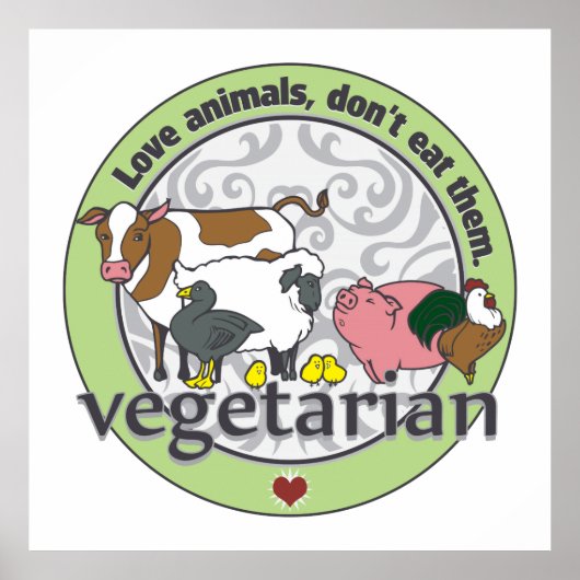 Liefde dieren eten hun vegetariër niet op poster (Voorkant)
