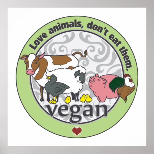 Liefde dieren eten ze niet op Vegan Poster (Voorkant)