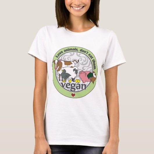 Liefde dieren eten ze niet op Vegan T-shirt (Voorkant)