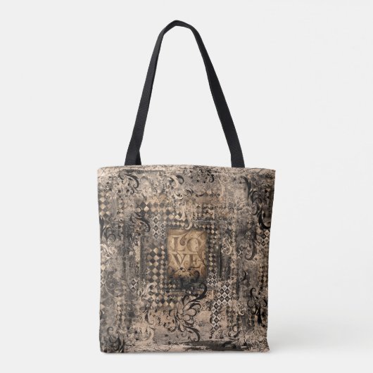  liefde distressed design tote bag (Achterkant)