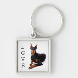 Liefde Dobermann Pinscher Puppies Hond Sleutelhang Sleutelhanger