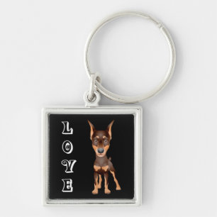 Liefde Dobermann Pinscher Puppy Hond Sleutelhanger