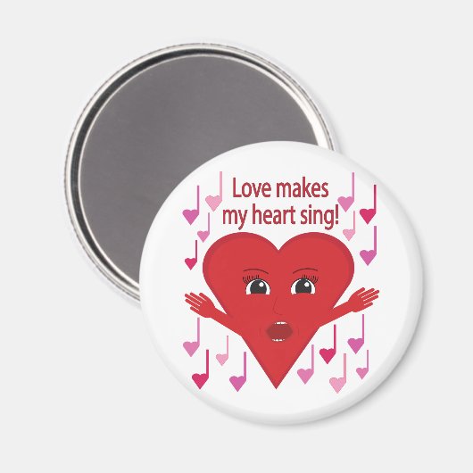 Liefde doet mijn hart zingen! zingend hart magneet (Voorkant / Achterkant)