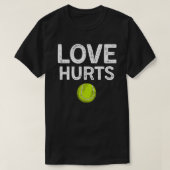 Liefde doet pijn aan grappig tennis t-shirt (Design voorkant)