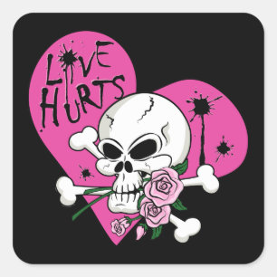 Liefde doet schedel pijn vierkante sticker