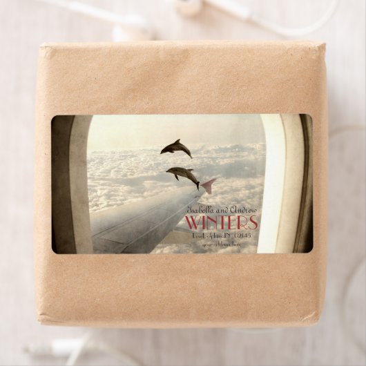 Liefde Dolfijnen adreslabel Etiket (Insitu)