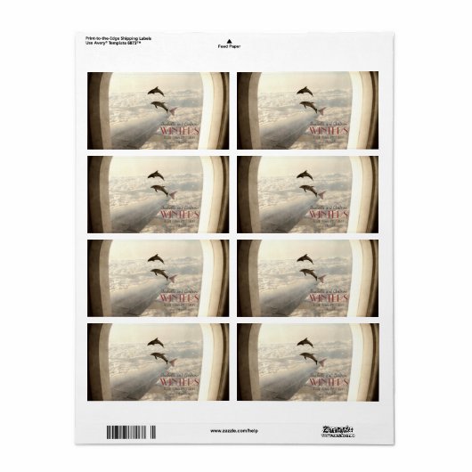 Liefde Dolfijnen adreslabel Etiket (Full Sheet)