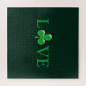 Liefde donkere groene klaver Shamrock St. Patrick' Legpuzzel (Horizontaal)